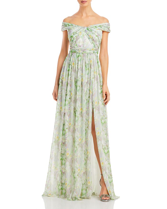 Adrianna Papell Off-the-Shoulder Chiffon Gown | Bloomingdale's