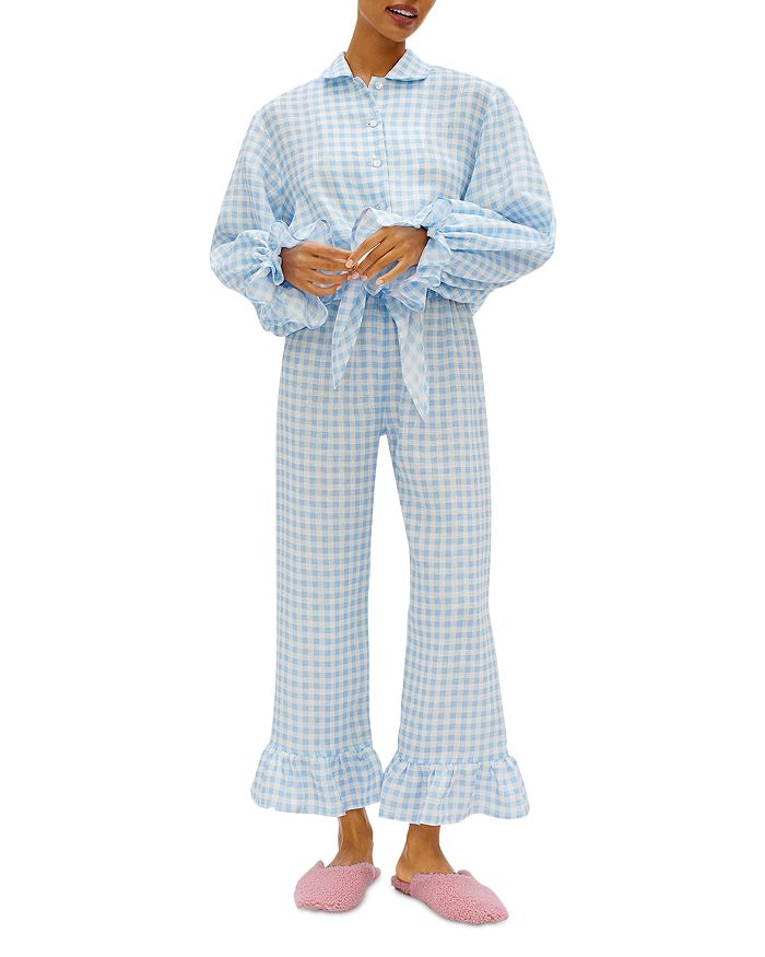 Sleeper ruffled cheap linen pajama set