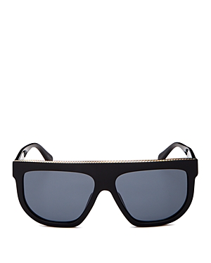 Stella Mccartney Bio-acetate Aviator Sunglasses W/ Chain Strap In Black/gray