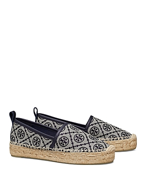 Tory Burch Women's Monogram Platform Espadrille Flats In Navy Logo Jacquard