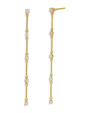 14K Yellow Gold Diamond Stick Drop Earrings