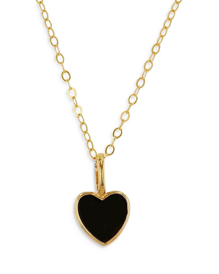 Rachel Reid 14K Yellow Gold Black Enamel Heart Pendant Necklace