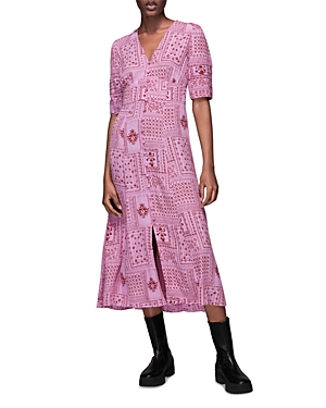 Whistles Womens Multi-coloured Neave Bandana-print Crepe Midi Dress 12 In Pink/multi