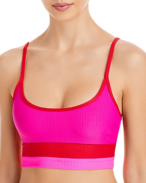 Shop Beach Riot Eva Colorblock Rib Bikini Top In Pinkred