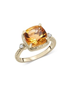 Bloomingdale's Citrine & Diamond Accent Ring In 14k Yellow Gold - 100% Exclusive In Orange/gold