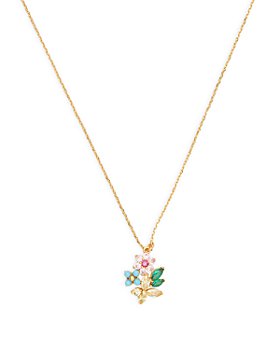 kate spade new york - New Bloom Cubic Zirconia & Imitation Pearl Flower Cluster Mini Pendant Necklace, 17"-20"