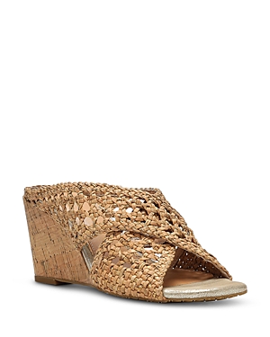 DONALD PLINER WOMEN'S SQUARE TOE SPECKED CORK WEDGE SANDALS