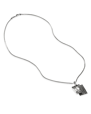 John Hardy Sterling Silver Bamboo Double Rectangle Textured Pendant Necklace, 26 In Silver