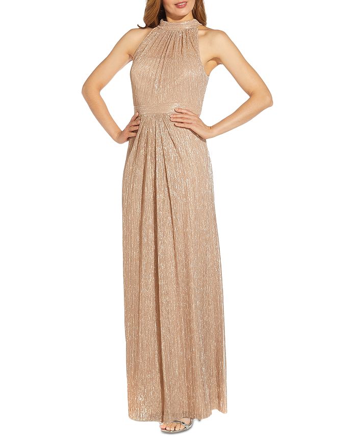 Adrianna Papell Pleated Metallic Gown | Bloomingdale's