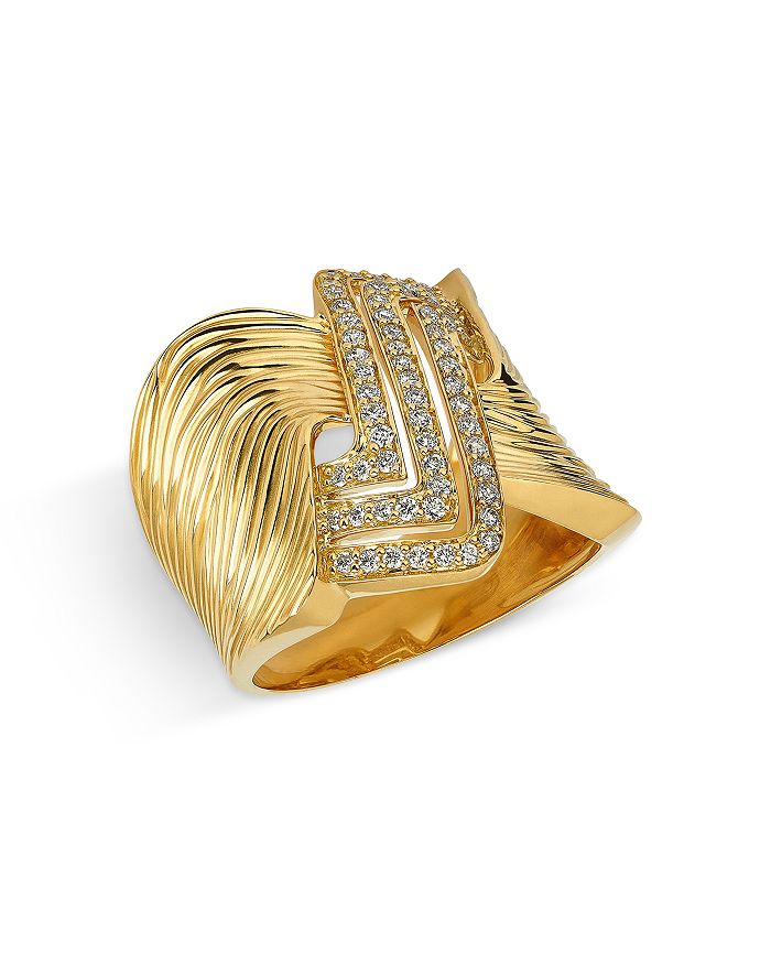 HUEB 18K Yellow Gold Plisse Diamond Statement Ring Bloomingdale's