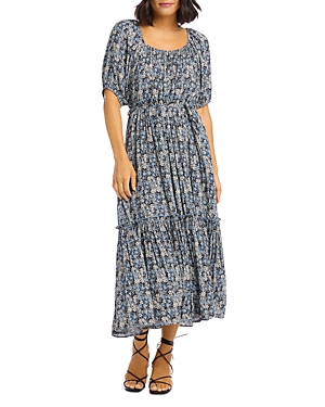 Karen Kane Floral Print Puff Sleeve Midi Dress In Print