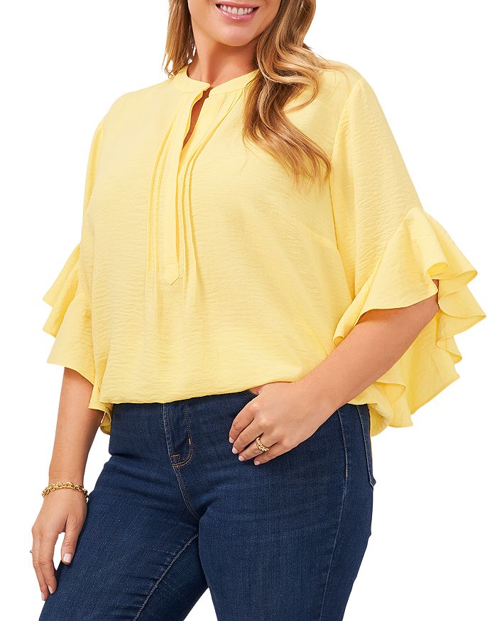 VINCE CAMUTO Plus VINCE CAMUTO Ruffle Sleeve Top | Bloomingdale's