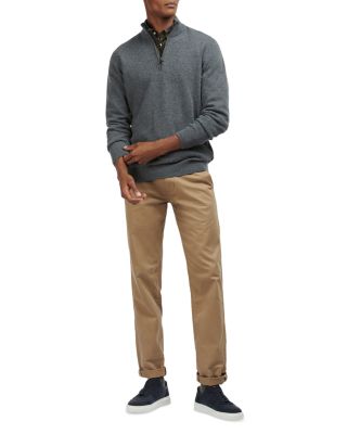 Holden Wool Tartan Trim Regular Fit Quarter Zip Mock Neck Sweater