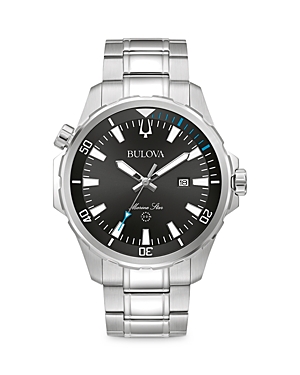 Shop Bulova Marine Star Watch, 43mm In Black/silver