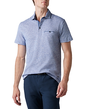 Rodd & Gunn Bolton Stream Cotton & Linen Pique Chambray Trimmed Sports Fit Polo Shirt In Ink
