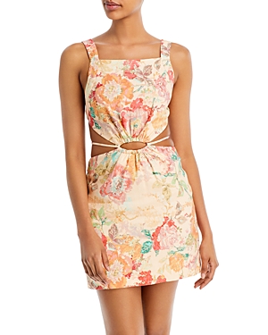 Significant Other Women's Indiana Cutout Linen-blend Mini Dress In Peonies
