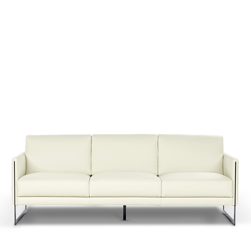 Giuseppe Nicoletti Coco 81 Leather 3 Seat Sofa In Bull  Bianco Naturale/titanium