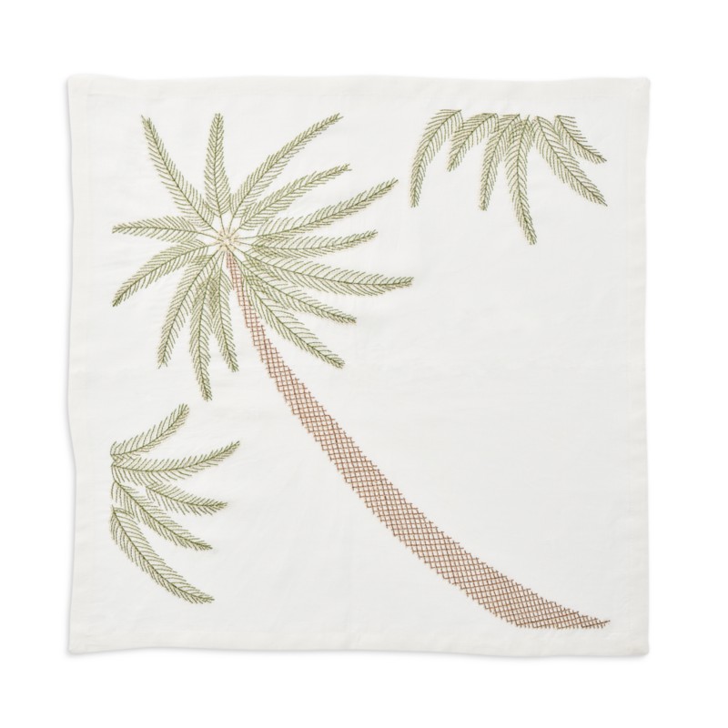 Kim Seybert Palm Coast Napkin in White/Green