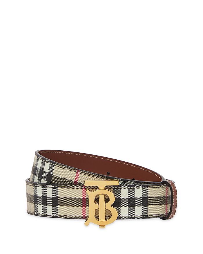 Burberry Vintage Check Reversible Monogram-Buckle Belt - Brown