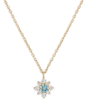 Moon & Meadow 14k Yellow Gold Swiss Blue & White Topaz Flower Pendant Necklace, 16-18 - 100% Exclusive In Blue/gold