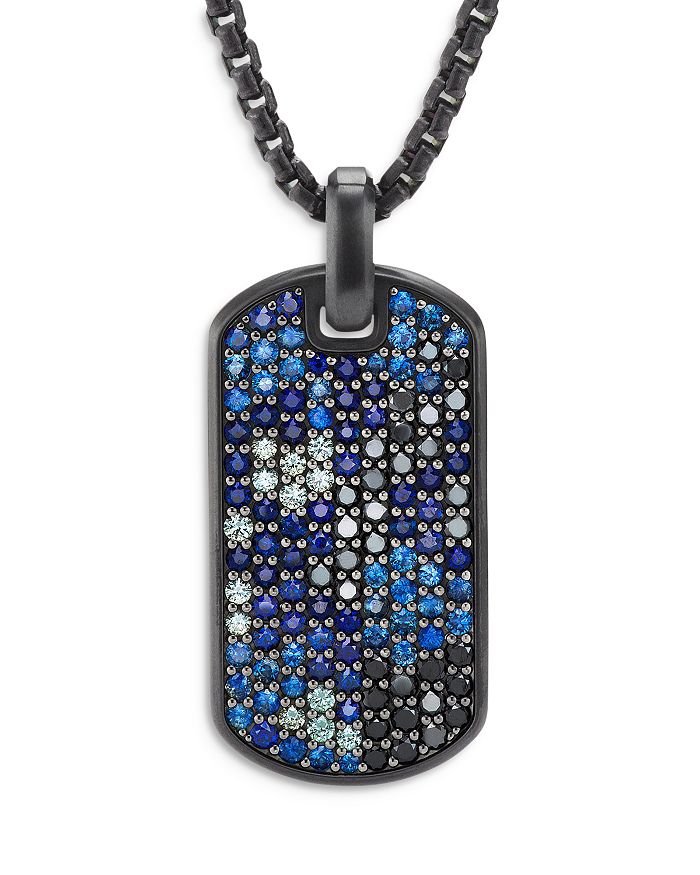 Men's 1/10 CT. T.W. Black Diamond Dog Tag Pendant in Stainless Steel and  Carbon Fiber with Black IP - 24