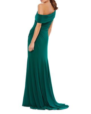 Mac Duggal Foldover Off The Shoulder Slit Gown | Bloomingdale's