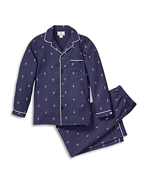 Shop Petite Plume Unisex Portsmouth Anchors Pajama Set - Baby, Little Kid, Big Kid In Navy