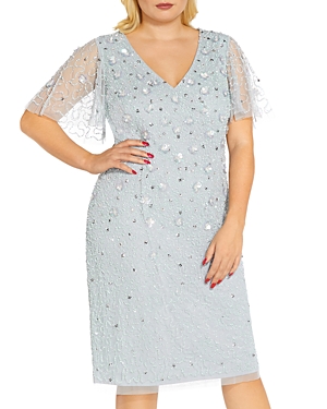 Adrianna Papell Plus Embellished Sheath Dress In Glacier