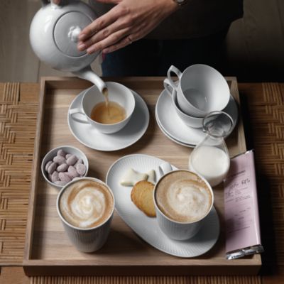 White Fluted Plain Cup & Saucer