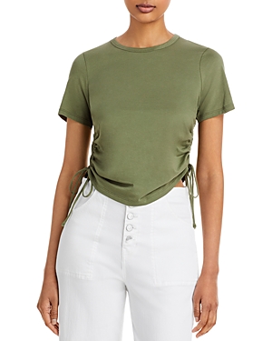 Shop Veronica Beard Tazi Side Drawstring Tee In Moss