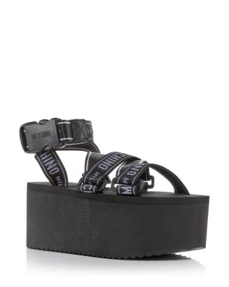 Moschino シンス ワイトレックハンツ A03343224 0555 Moschino Women's Logo Strap Platform Sandals | Bloomingdale's