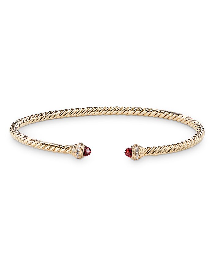 David Yurman - 18K Yellow Gold Cablespira&reg; Bracelet with Garnet & Diamonds