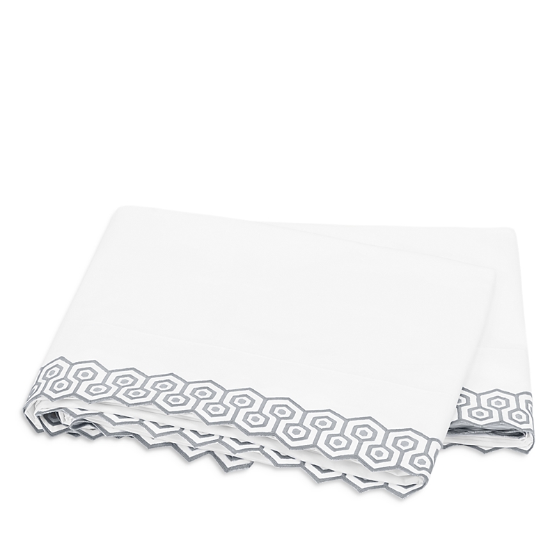 Matouk Felix Full/queen Flat Sheet In Silver