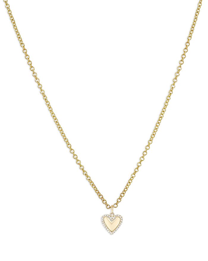 Zoe Lev 14K Yellow Gold Diamond Heart Pendant Necklace, 16-18 ...