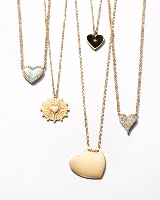 14K Yellow Gold Kate Mother of Pearl & Diamond Heart Pendant Necklace, 18"