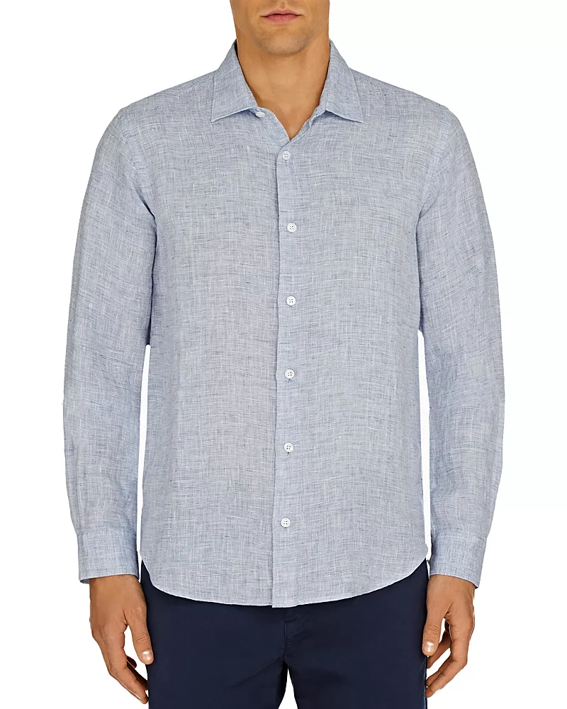 Orlebar Brown Giles Linen Textured Tailored Fit Button Down Shirt