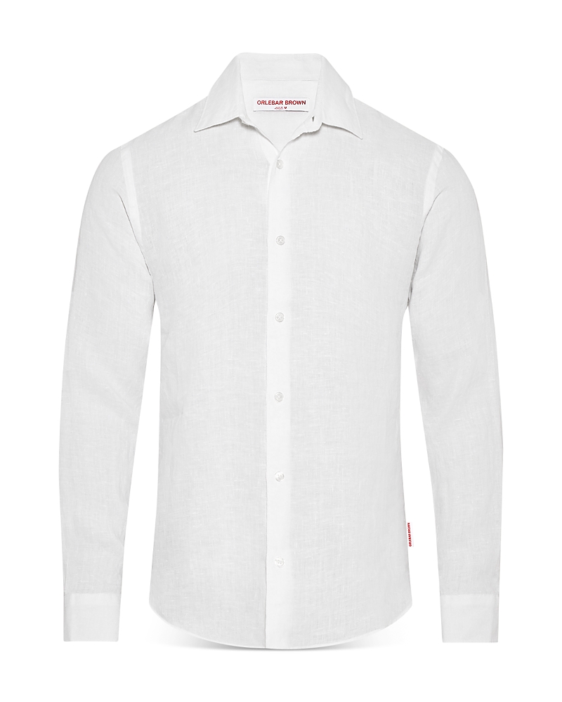 Orlebar Brown Giles Linen Textured Tailored Fit Button Down Shirt