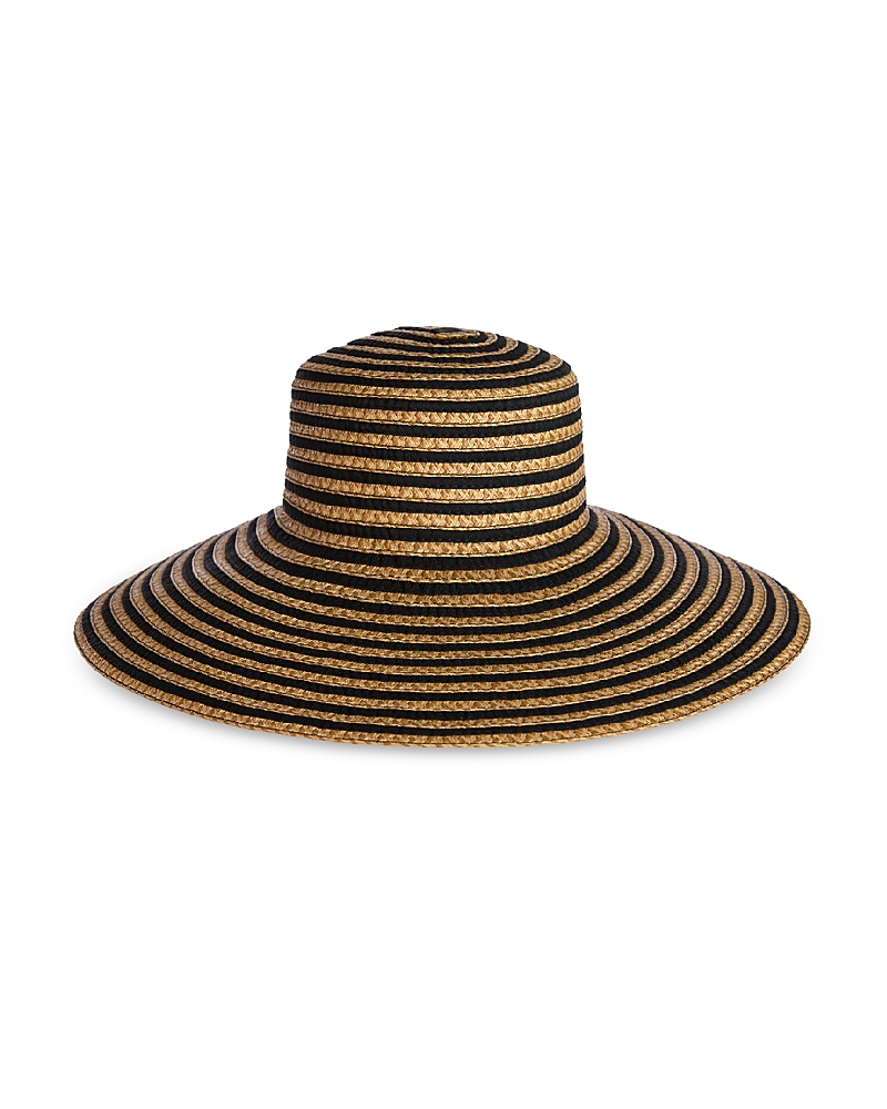 Eric Javits Margot Packable Straw Hat In Black/tan