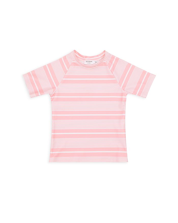 Minnow - Unisex Sorbet Pink Striped Short Sleeve Rash Guard - Baby, Little Kid, Big Kid