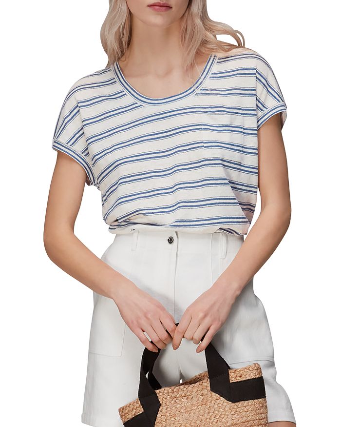 Whistles Striped Linen Basic Tee Bloomingdale's