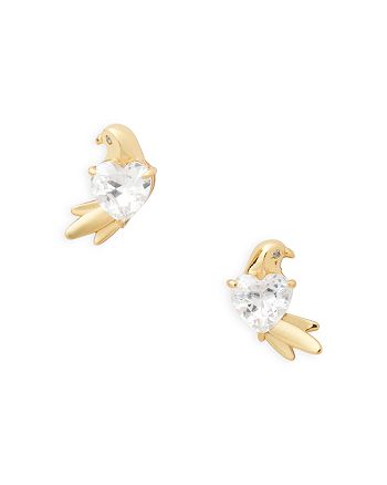 kate spade new york Love Birds Cubic Zirconia Heart Bird Stud Earrings in  Gold Tone | Bloomingdale's