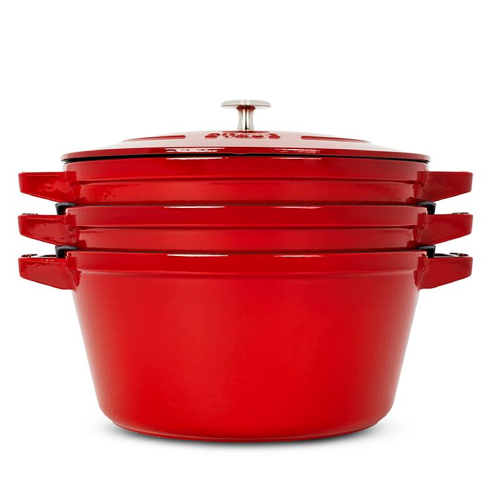 7 PC Enameled Cast Iron Cookware Set - Red