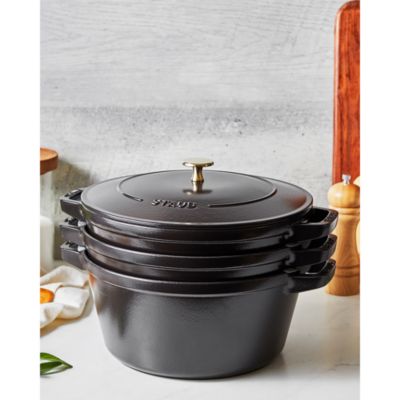 4 Pc. Stackable Enameled Cast Iron Set