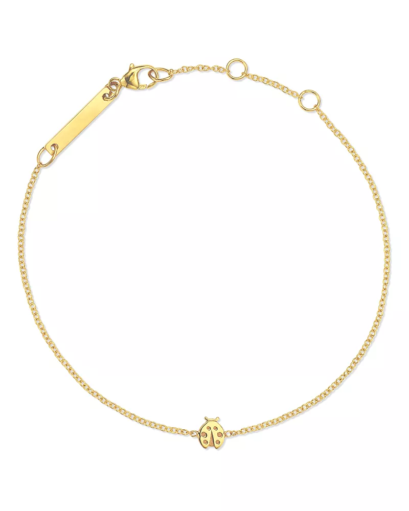 Zoe Chicco 14K Yellow Gold Itty Bitty Symbols Ladybug Bracelet