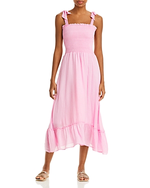 Peixoto Eddie Sleeveless Smocked Midi-dress In French Rose