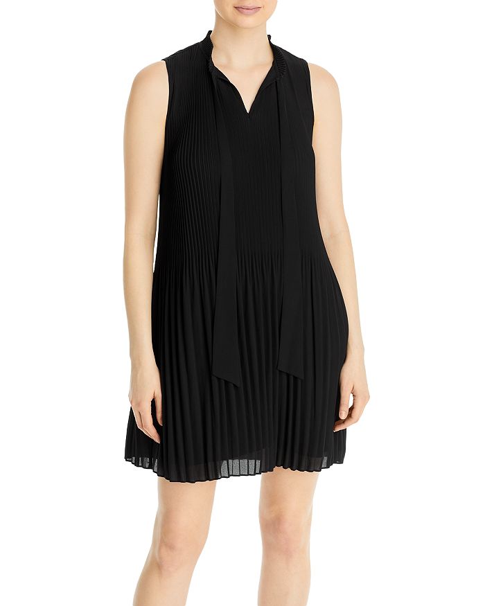 Tie neck pleated dress 2025