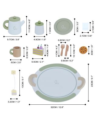 Little Chef Frankfurt 20 Piece Wooden Play Kitchen Tea Party Set - Ages 3+