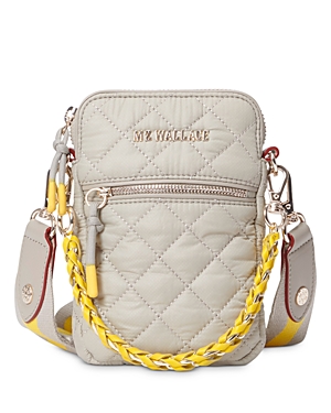 Mz Wallace Crosby Micro Quilted Nylon Crossbody Bag In Atmosphere/sunflower