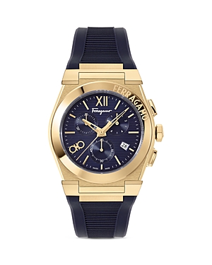 Shop Ferragamo Salvatore  Vega Chronograph Silicone Watch, 42mm In Blue