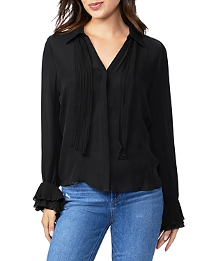 Paige Delilah Silk Blouse In Black